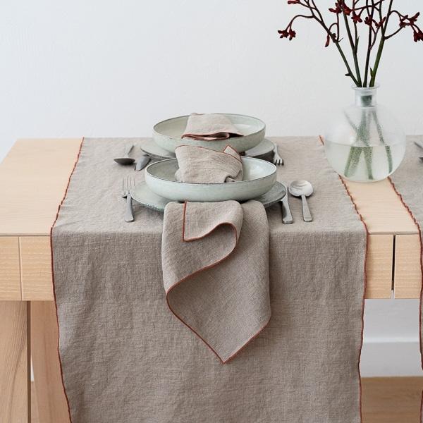 Linenme Linen Runner Natural Brick Venezia