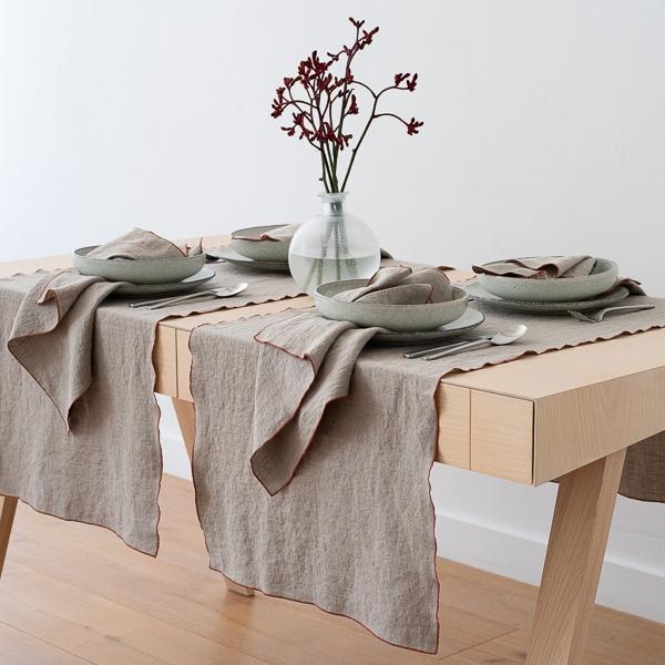 Linenme Linen Runner Natural Brick Venezia