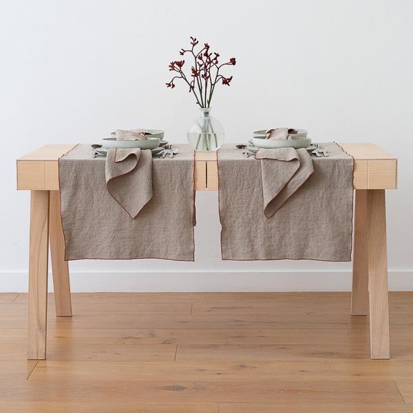 linenme Linen Runner Natural Brick Venezia