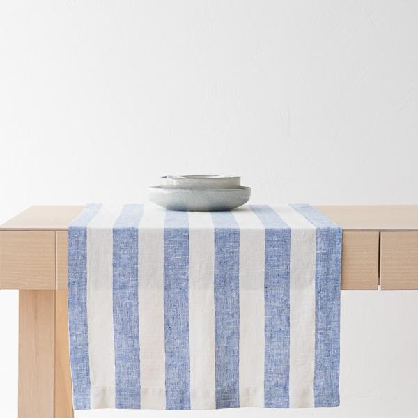 Linenme Linen Runner Off White Blue Philippe