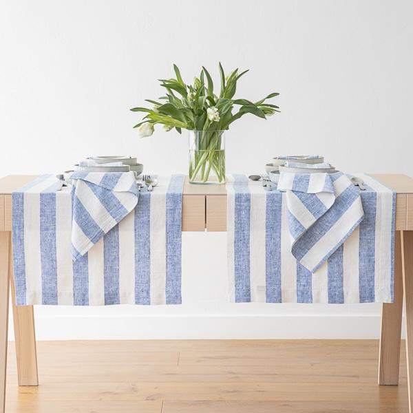 Linenme Linen Runner Off White Blue Philippe