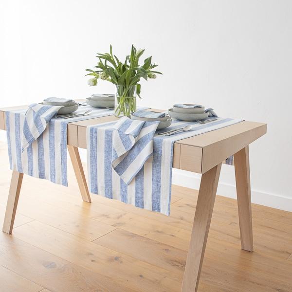 Linenme Linen Runner Off White Blue Philippe
