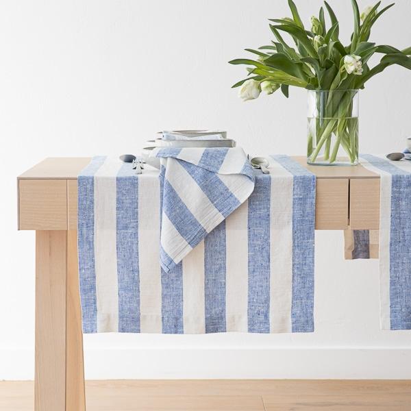 linenme Linen Runner Off White Blue Philippe