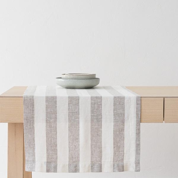 Linenme Linen Runner Off White Grey Philippe