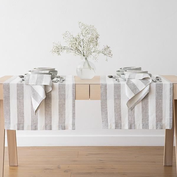 Linenme Linen Runner Off White Grey Philippe