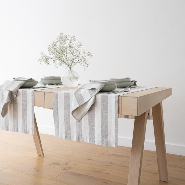 Linenme Linen Runner Off White Grey Philippe