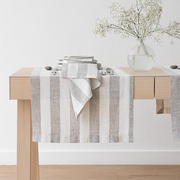 linenme Linen Runner Off White Grey Philippe