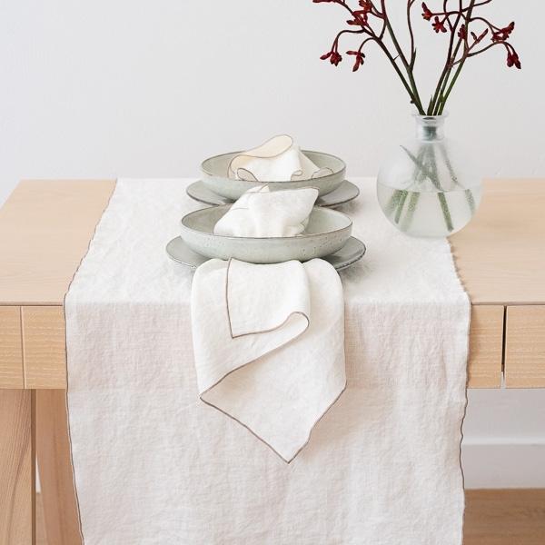 Linenme Linen Runner Off White Natural Venezia