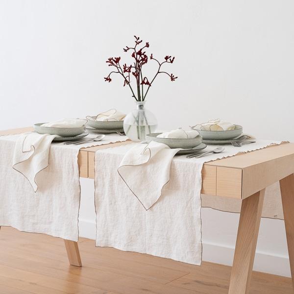 Linenme Linen Runner Off White Natural Venezia