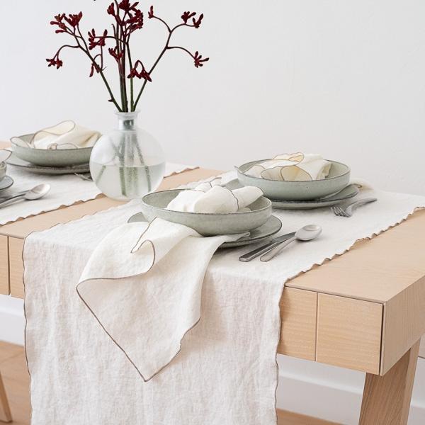 Linenme Linen Runner Off White Natural Venezia