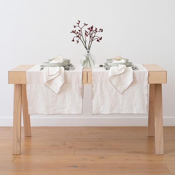 linenme Linen Runner Off White Natural Venezia
