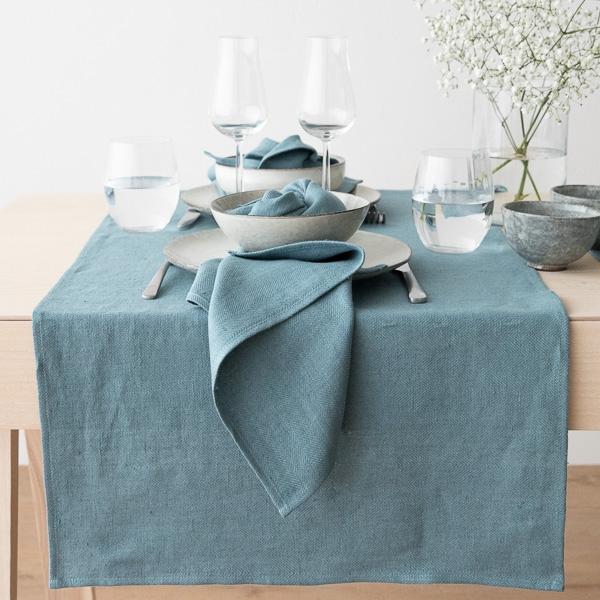 Linenme Linen Runner Stone Blue Lara