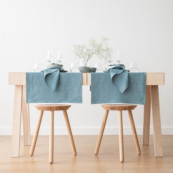 Linenme Linen Runner Stone Blue Lara