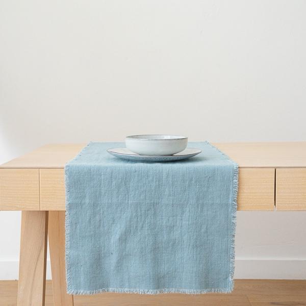 Linenme Linen Runner Stone Blue Rustic