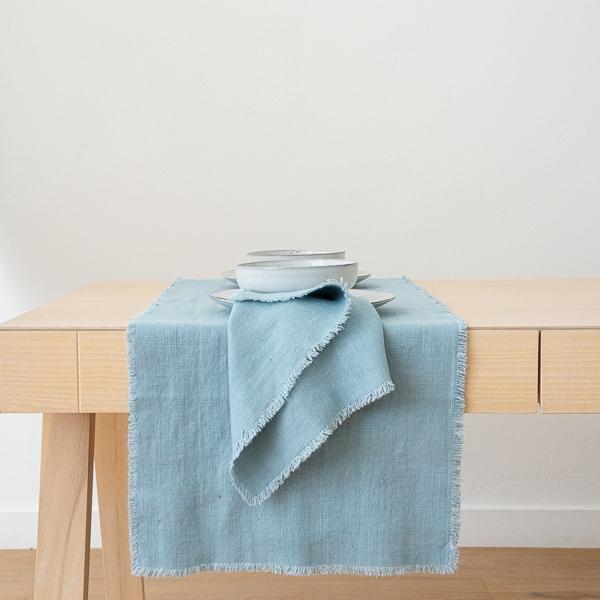 Linenme Linen Runner Stone Blue Rustic