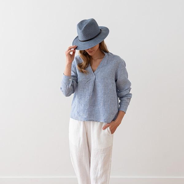 Linenme Linen Shirt Nicolle Medium Stripe Blue