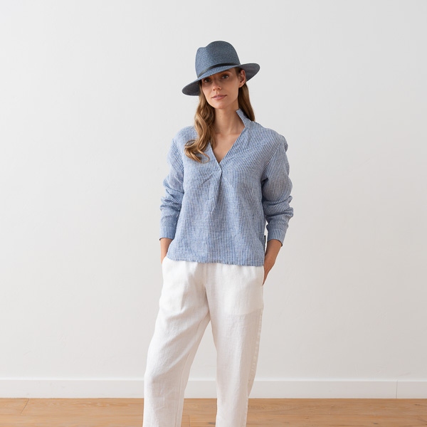 linenme Linen Shirt Nicolle Medium Stripe Blue