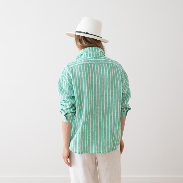 Linenme Linen Shirt Wide Stripe Sky Blue Sanremo