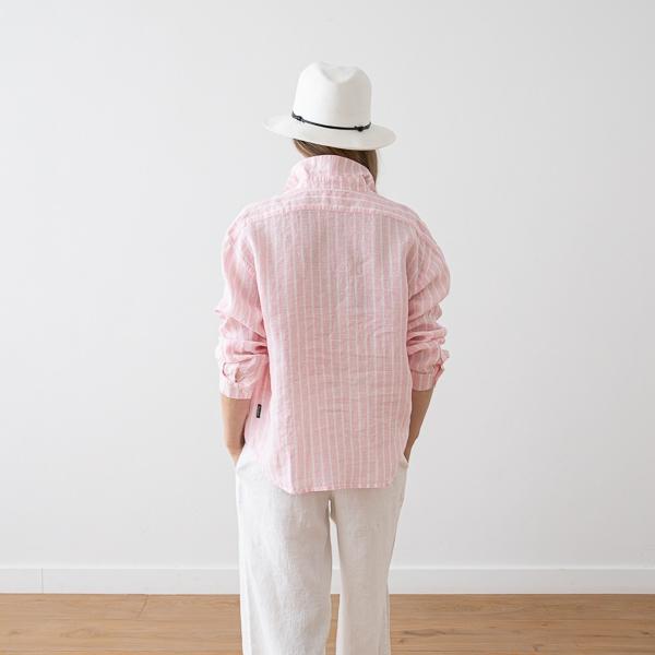 Linenme Linen Shirt Wide Stripe Sky Blue Sanremo