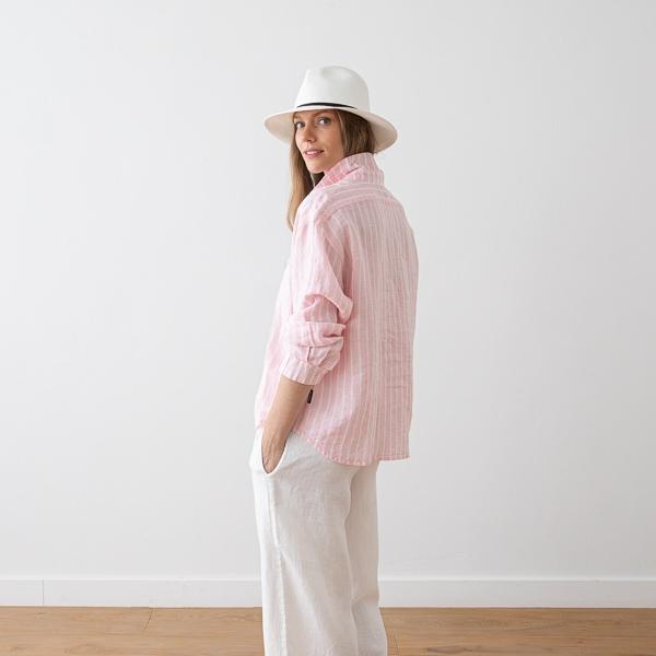 Linenme Linen Shirt Wide Stripe Sky Blue Sanremo