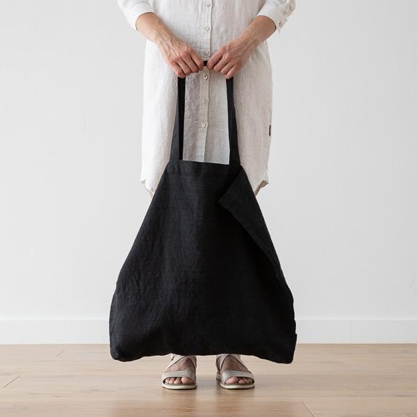 Linenme Linen Shopping Bag Terra Black