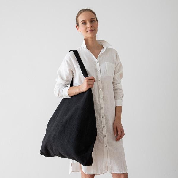 Linenme Linen Shopping Bag Terra Black