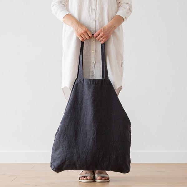 Linenme Linen Shopping Bag Terra Charcoal