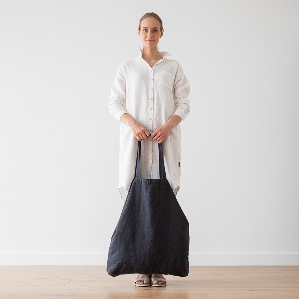 Linenme Linen Shopping Bag Terra Charcoal