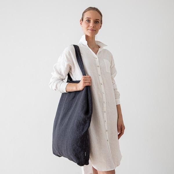 Linenme Linen Shopping Bag Terra Charcoal