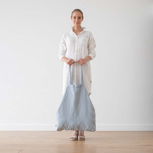Linenme Linen Shopping Bag Terra Ice Blue