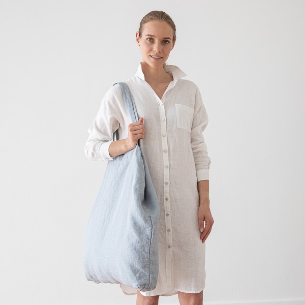 Linenme Linen Shopping Bag Terra Ice Blue
