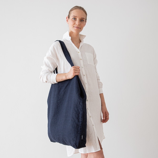 Linenme Linen Shopping Bag Terra Navy