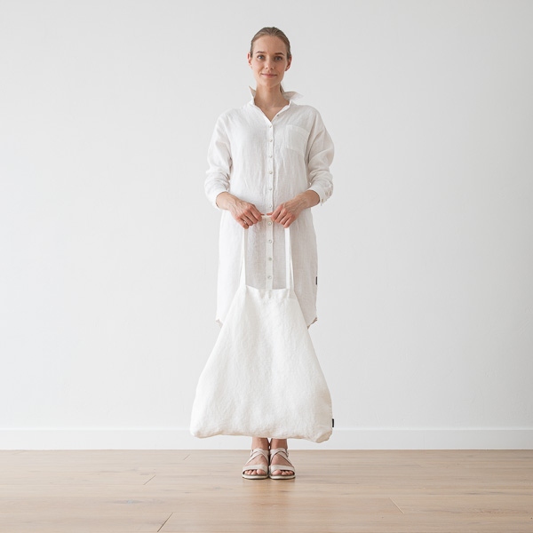 Linenme Linen Shopping Bag Terra Optical White