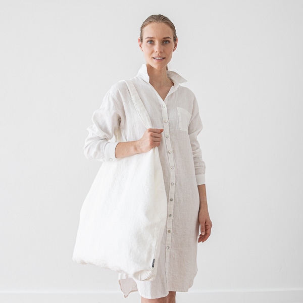 Linenme Linen Shopping Bag Terra Optical White