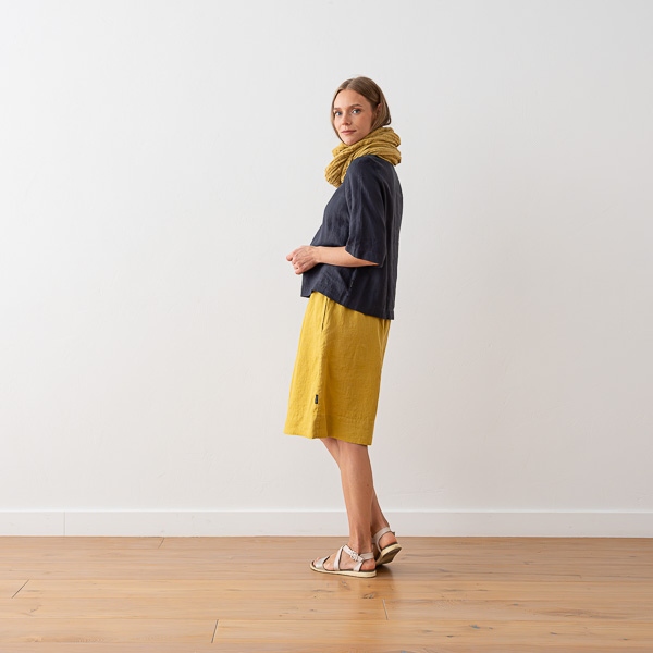 Linenme Linen Skirt Olive Green Emma