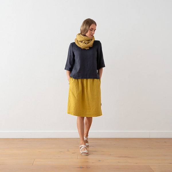 Linenme Linen Skirt Olive Green Emma