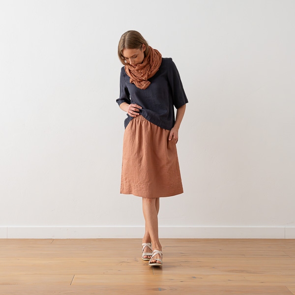 Linenme Linen Skirt Olive Green Emma
