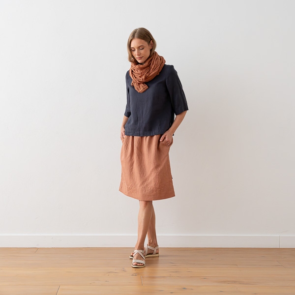 Linenme Linen Skirt Olive Green Emma
