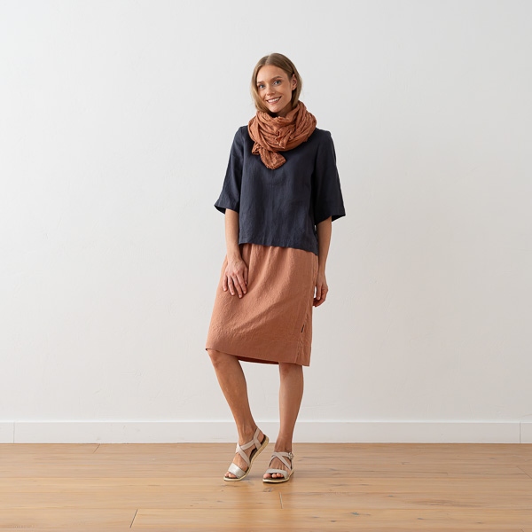 linenme Linen Skirt Olive Green Emma