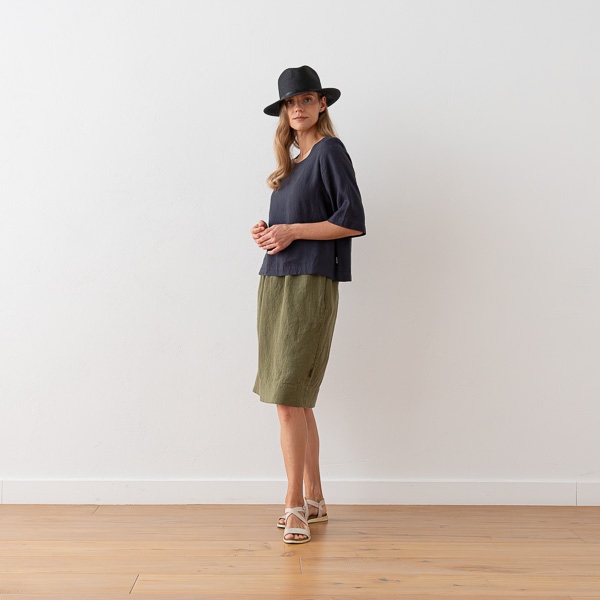 Linenme Linen Skirt Olive Green Emma