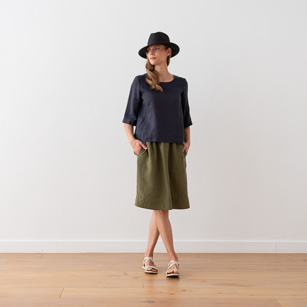 Linenme Linen Skirt Olive Green Emma