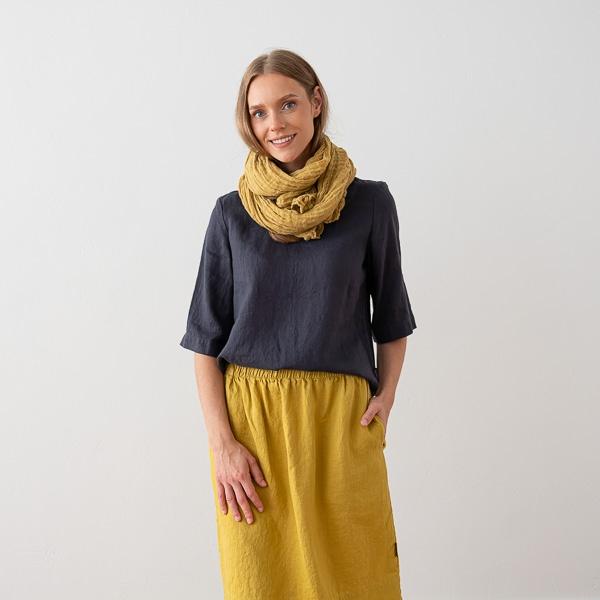 linenme Linen Skirt Olive Green Emma