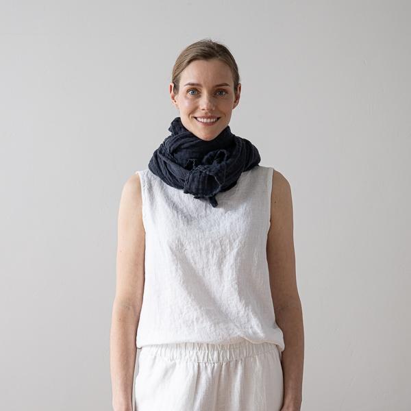 Linenme Linen Summer Scarf Anthracite Garza