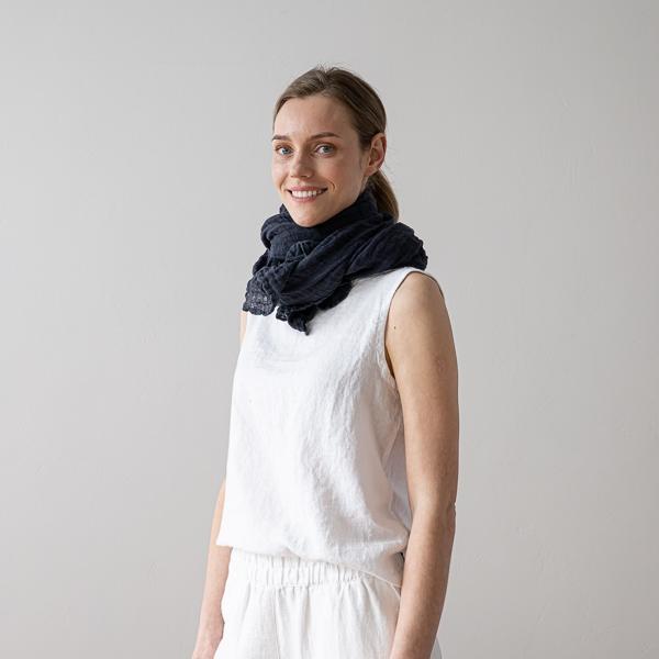Linenme Linen Summer Scarf Anthracite Garza
