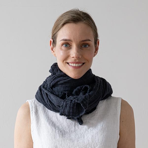 linenme Linen Summer Scarf Anthracite Garza