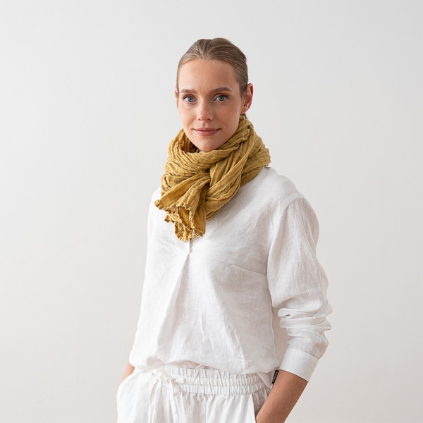 Linenme Linen Summer Scarf Antique Gold Garza