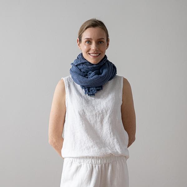 Linenme Linen Summer Scarf French Blue Garza