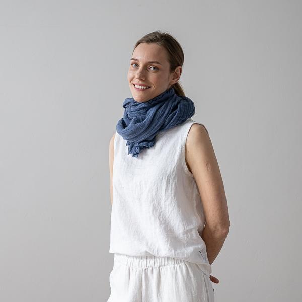 Linenme Linen Summer Scarf French Blue Garza