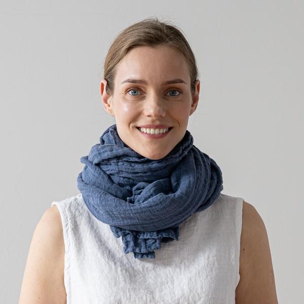 linenme Linen Summer Scarf French Blue Garza