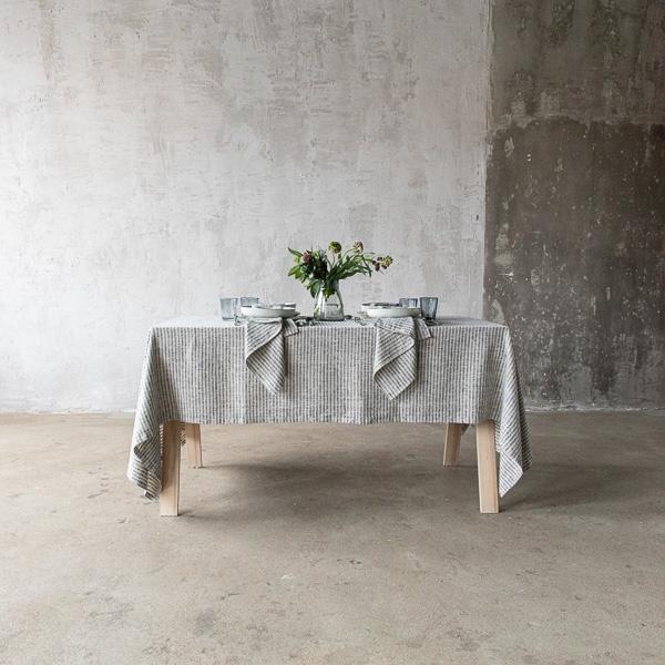 Linenme Linen Tablecloth Black Natural Brittany